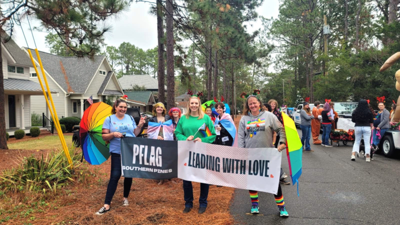 PFLAG members ready for the Southern Pines Christmas Parade